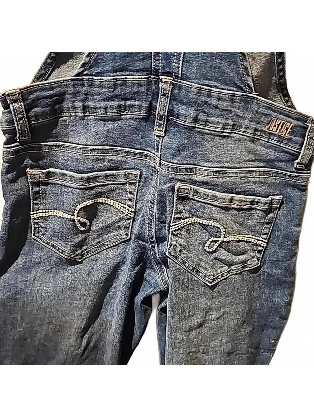 Justice overalls with patched rips size 8